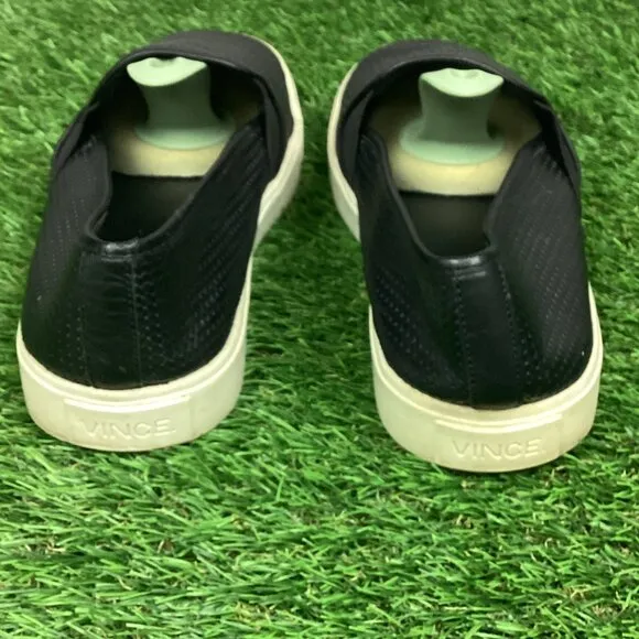 Vince Shoes Black Leather Sneakers Slip On Blair Perforated Loafer 8