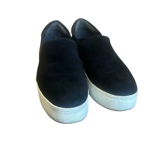 Vince Warren Black Platform Slip-On Sneakers Shoes Classic Suede Size 10 Women's
