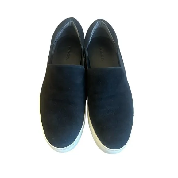 Vince Warren Black Platform Slip-On Sneakers Shoes Classic Suede Size 10 Women's