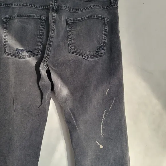 Vince Washed Out Ash Gray Ripped Distressed Bleached Denim Jean Pants Size 34