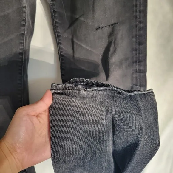 Vince Washed Out Ash Gray Ripped Distressed Bleached Denim Jean Pants Size 34