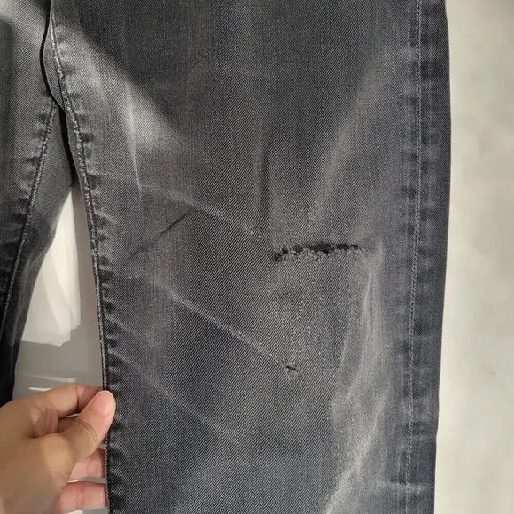 Vince Washed Out Ash Gray Ripped Distressed Bleached Denim Jean Pants Size 34