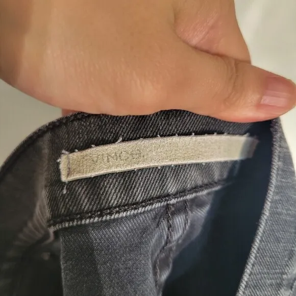 Vince Washed Out Ash Gray Ripped Distressed Bleached Denim Jean Pants Size 34