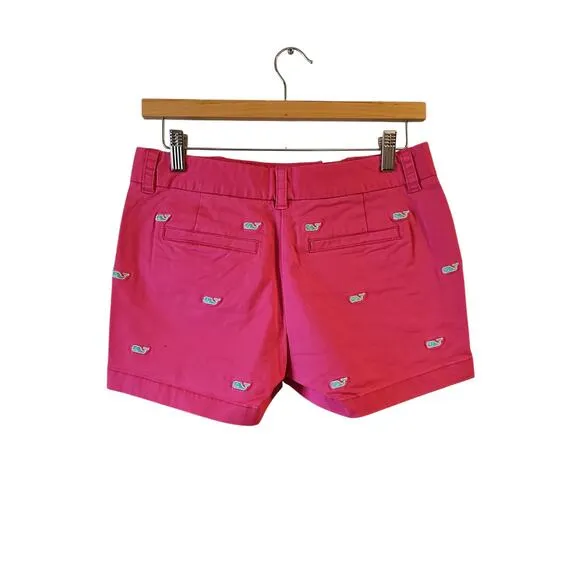 Vineyard Vines  whale embroidered pink green sz 0 Day boat shorts new WS65