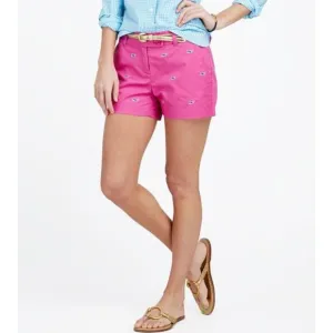 Vineyard Vines  whale embroidered pink green sz 0 Day boat shorts new WS65
