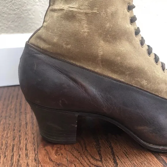 Vintage 1800’s All America Women’s Lace Up Leather/Canvas Victorian Narrow Boots