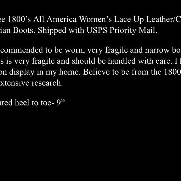 Vintage 1800’s All America Women’s Lace Up Leather/Canvas Victorian Narrow Boots