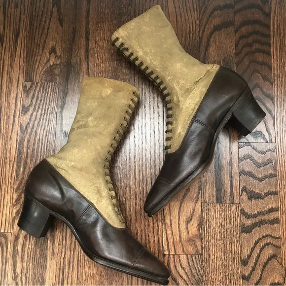 Vintage 1800’s All America Women’s Lace Up Leather/Canvas Victorian Narrow Boots