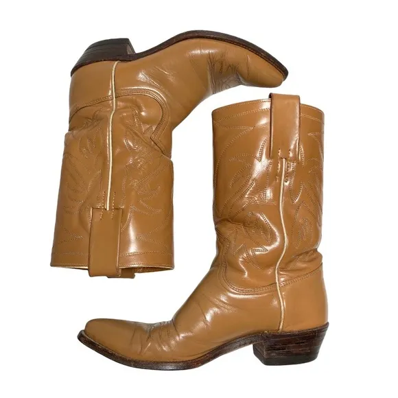 Vintage 1940's Frye de Luxe Western Cowboy Boots Tan Brown Size 5.5