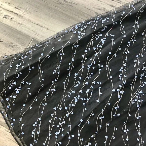 Vintage 1990s Papell Evening High Neck Backless Mesh Overlay Glitter Dress Gown