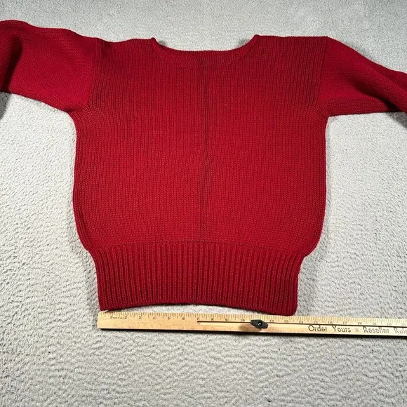 Vintage 40s Princeton Award Letterman Sweater Women M/L? Red Wool Blank Crewneck