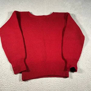 Vintage 40s Princeton Award Letterman Sweater Women M/L? Red Wool Blank Crewneck