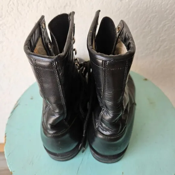 Vintage 80s Cowtown Western Roper Kiltie Lace Up Black Boots Victorian Womens 6