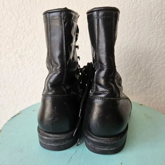 Vintage 80s Cowtown Western Roper Kiltie Lace Up Black Boots Victorian Womens 6