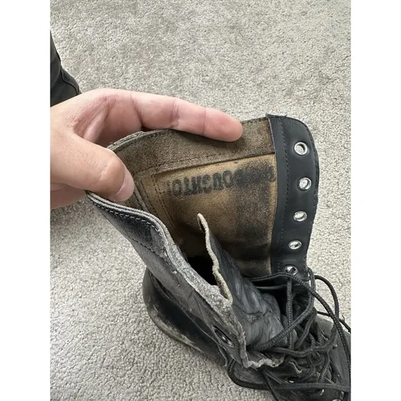 Vintage 80s Soviet Era US Army Combat Military Boots Black Leather, Size 9US R