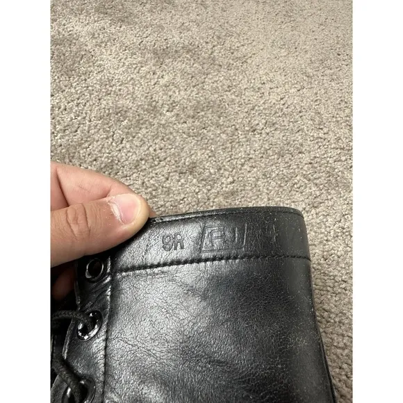 Vintage 80s Soviet Era US Army Combat Military Boots Black Leather, Size 9US R