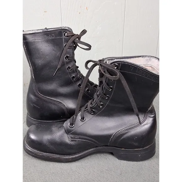 Vintage Army Combat Paratrooper Jump Boots Mens Size 7W Black 7-63 Vietnam Era