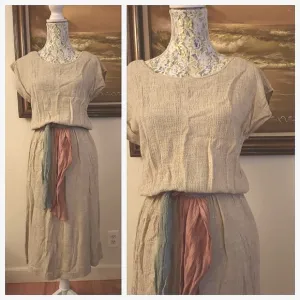 Vintage Arther Max Linen Dress with Belt