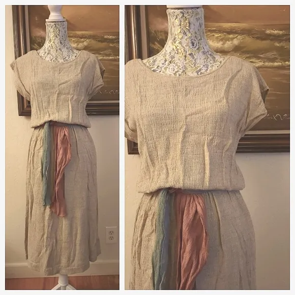 Vintage Arther Max Linen Dress with Belt
