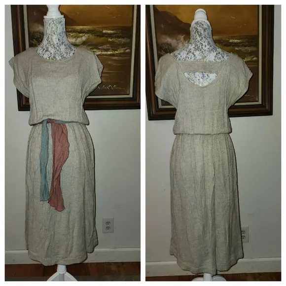 Vintage Arther Max Linen Dress with Belt
