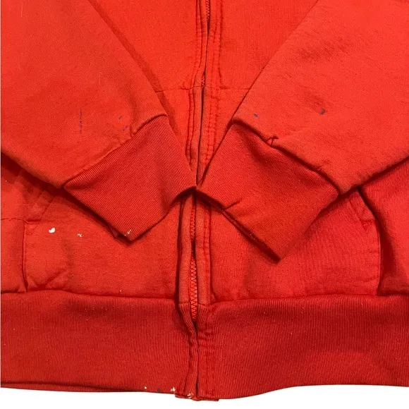 Vintage Camber Thermal Lined Red Full Zip Hoodie Sz 2XLT USA FADED DISTRESSED
