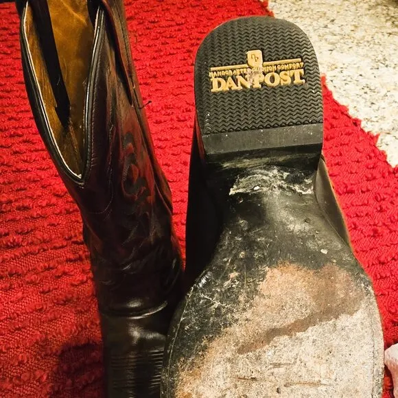 Vintage Dan Post Black Cherry all leather Cowboy Boots, size 13