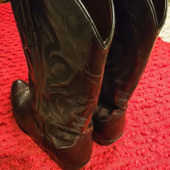 Vintage Dan Post Black Cherry all leather Cowboy Boots, size 13