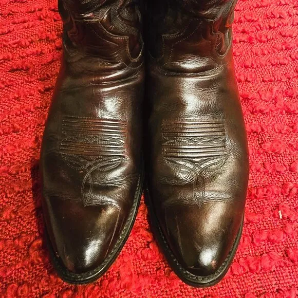 Vintage Dan Post Black Cherry all leather Cowboy Boots, size 13