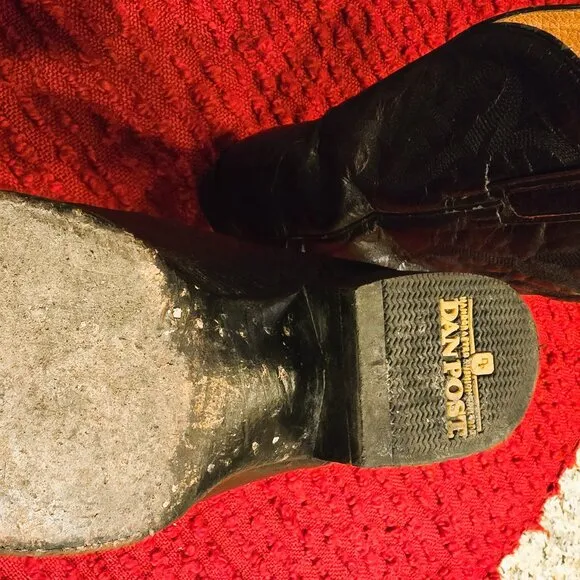 Vintage Dan Post Black Cherry all leather Cowboy Boots, size 13