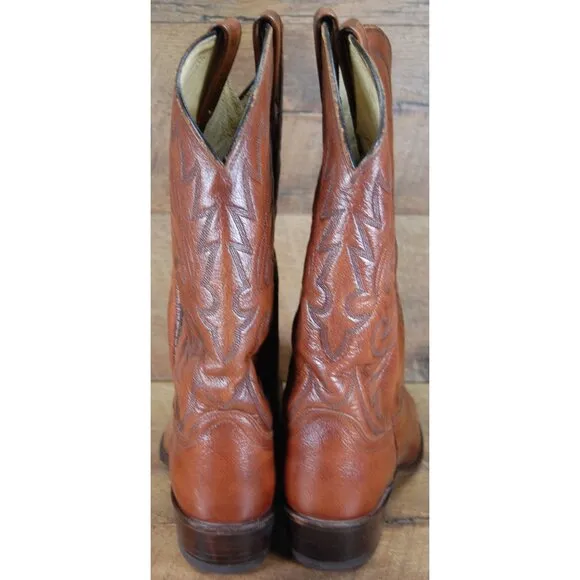 Vintage DAN POST Men's 9.5 D #9398 All Leather Brown Western Cowboy Boots
