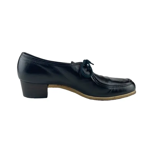 Vintage Florsheim Ramblers Black Leather Lace Up Gum Sole Low Heel 10N