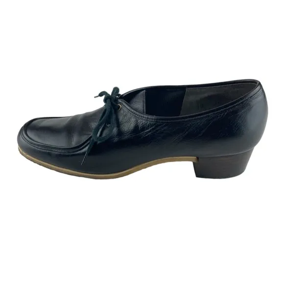Vintage Florsheim Ramblers Black Leather Lace Up Gum Sole Low Heel 10N