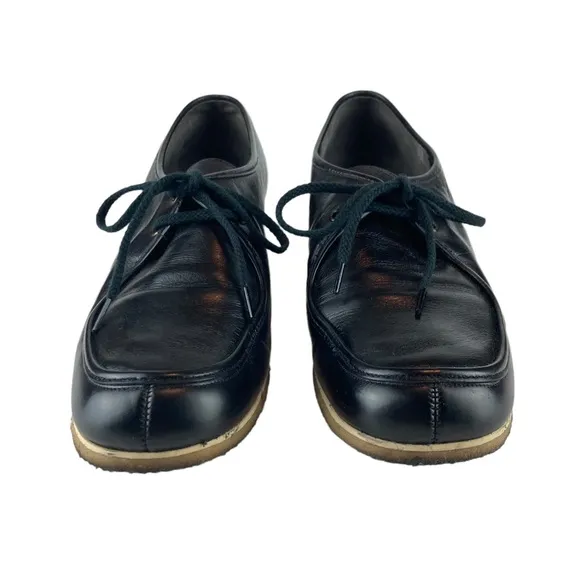 Vintage Florsheim Ramblers Black Leather Lace Up Gum Sole Low Heel 10N