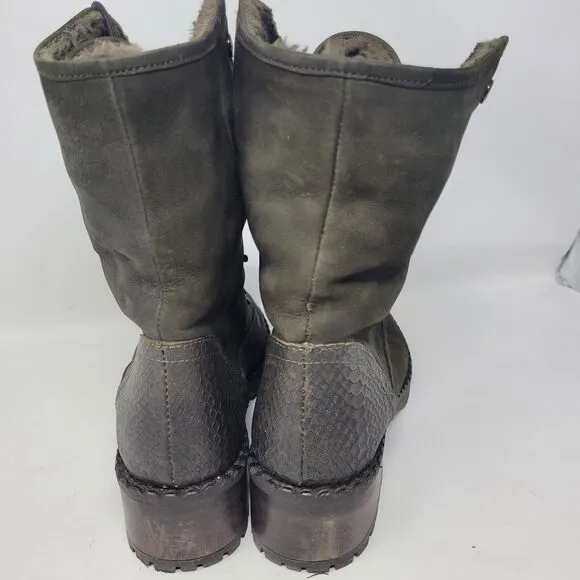Vintage Foundry Co Fur lined convertible Milan Boots Army or Olive Green Sz 10