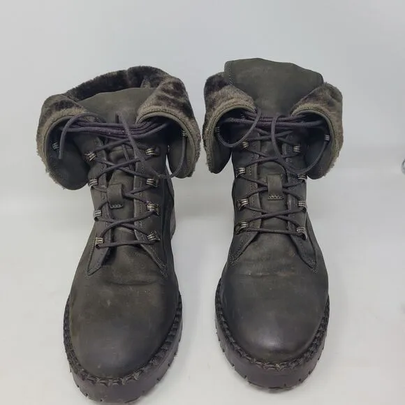 Vintage Foundry Co Fur lined convertible Milan Boots Army or Olive Green Sz 10