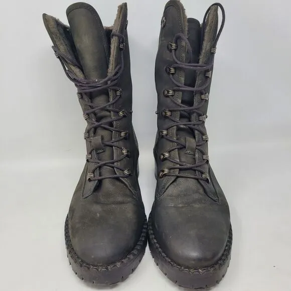 Vintage Foundry Co Fur lined convertible Milan Boots Army or Olive Green Sz 10
