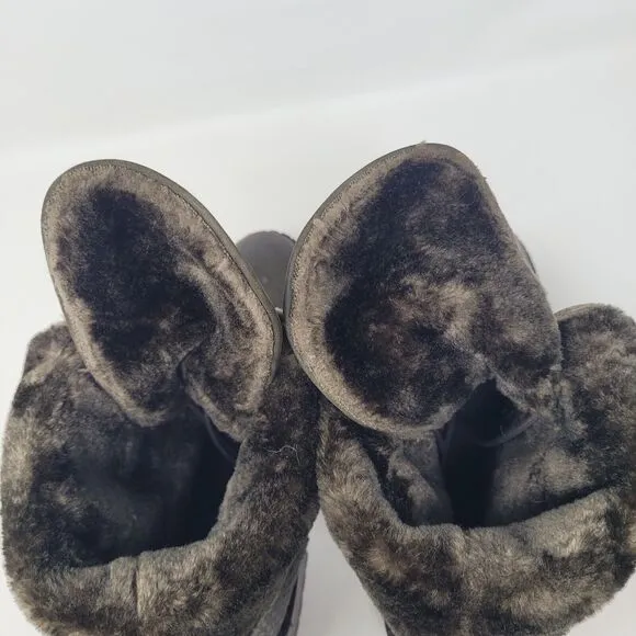 Vintage Foundry Co Fur lined convertible Milan Boots Army or Olive Green Sz 10