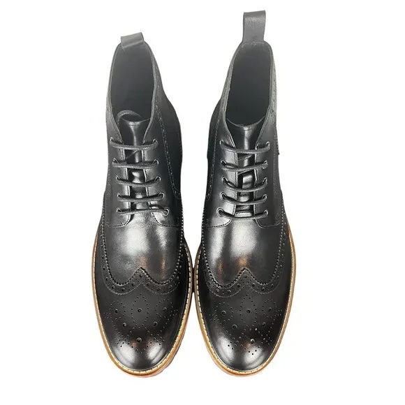 VINTAGE FOUNDRY CO. TITUS LEATHER BOOTS IN BLACK NWOT MEN'S SIZE 9.5