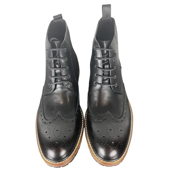 VINTAGE FOUNDRY CO. TITUS LEATHER BOOTS IN BLACK NWOT MEN'S SIZE 9.5