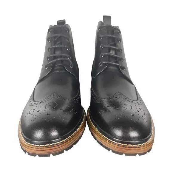 VINTAGE FOUNDRY CO. TITUS LEATHER BOOTS IN BLACK NWOT MEN'S SIZE 9.5