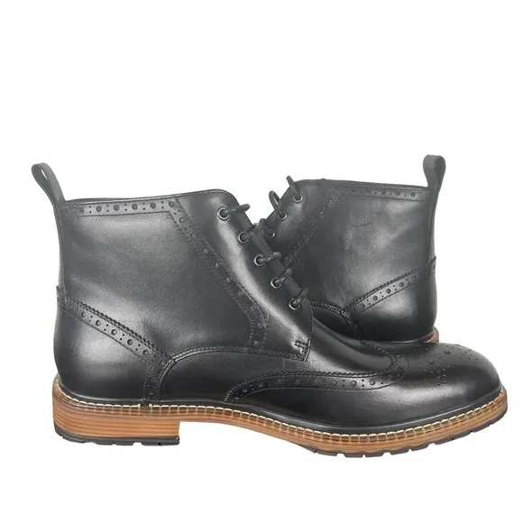 VINTAGE FOUNDRY CO. TITUS LEATHER BOOTS IN BLACK NWOT MEN'S SIZE 9.5