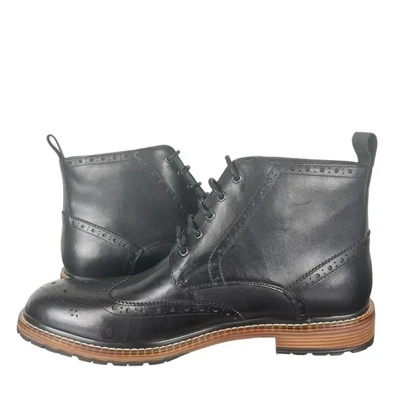 VINTAGE FOUNDRY CO. TITUS LEATHER BOOTS IN BLACK NWOT MEN'S SIZE 9.5