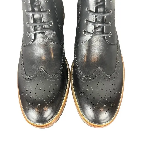 VINTAGE FOUNDRY CO. TITUS LEATHER BOOTS IN BLACK NWOT MEN'S SIZE 9.5