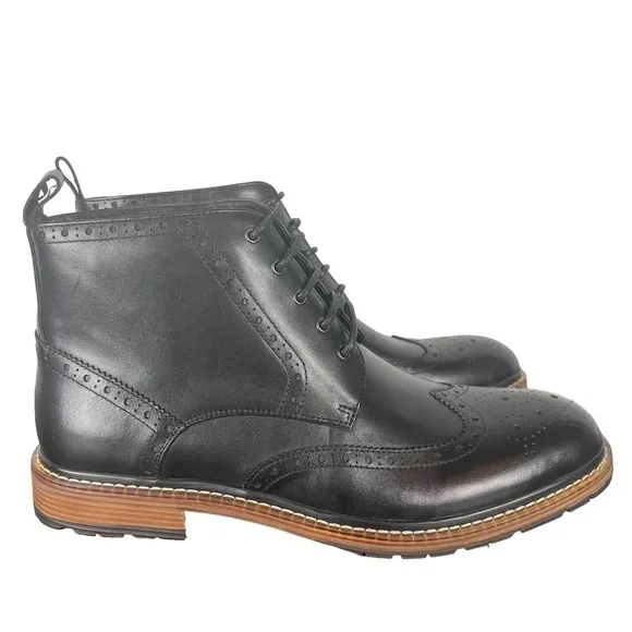 VINTAGE FOUNDRY CO. TITUS LEATHER BOOTS IN BLACK NWOT MEN'S SIZE 9.5
