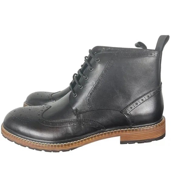 VINTAGE FOUNDRY CO. TITUS LEATHER BOOTS IN BLACK NWOT MEN'S SIZE 9.5