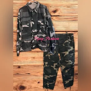 VINTAGE Military Snow Camo Set by LADIGA | 2-Piece Shirt &amp; Pants | Size XXL