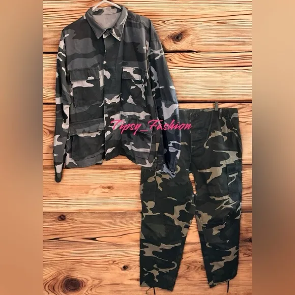 VINTAGE Military Snow Camo Set by LADIGA | 2-Piece Shirt &amp; Pants | Size XXL