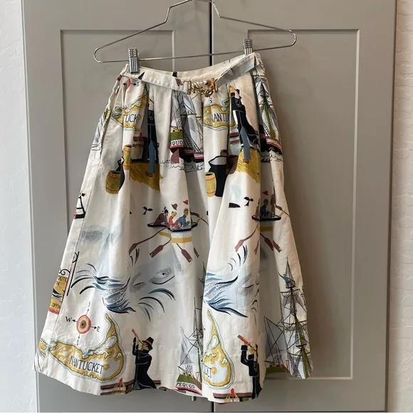 Vintage Moby Ahab &amp; Crew Nantucket Pleated Sailor Cotton Skirt XXS Boat Travel