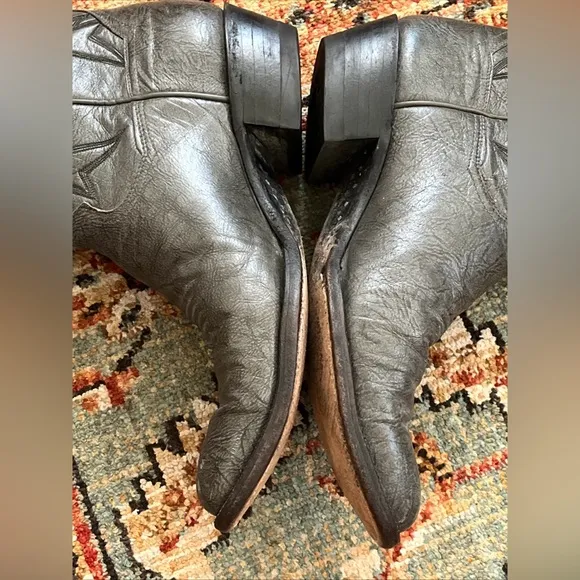 Vintage Panhandle Slim Cowboy Boots Leather Black Gray 10.5D Mens