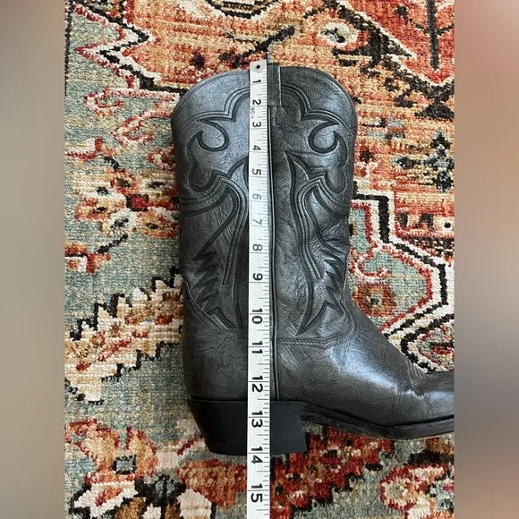 Vintage Panhandle Slim Cowboy Boots Leather Black Gray 10.5D Mens